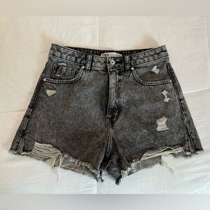 Zara High Waist Cut Off Distressed Jean Shorts Size 4